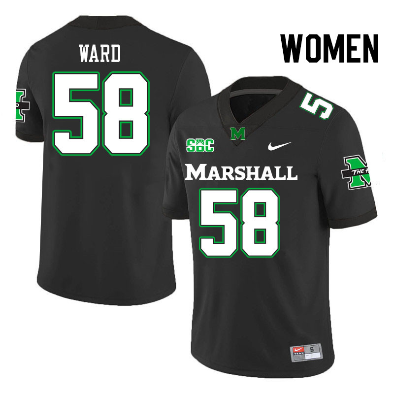 Women #58 Braydin Ward Marshall Thundering Herd SBC Conference College Football Jerseys Stitched-Bla